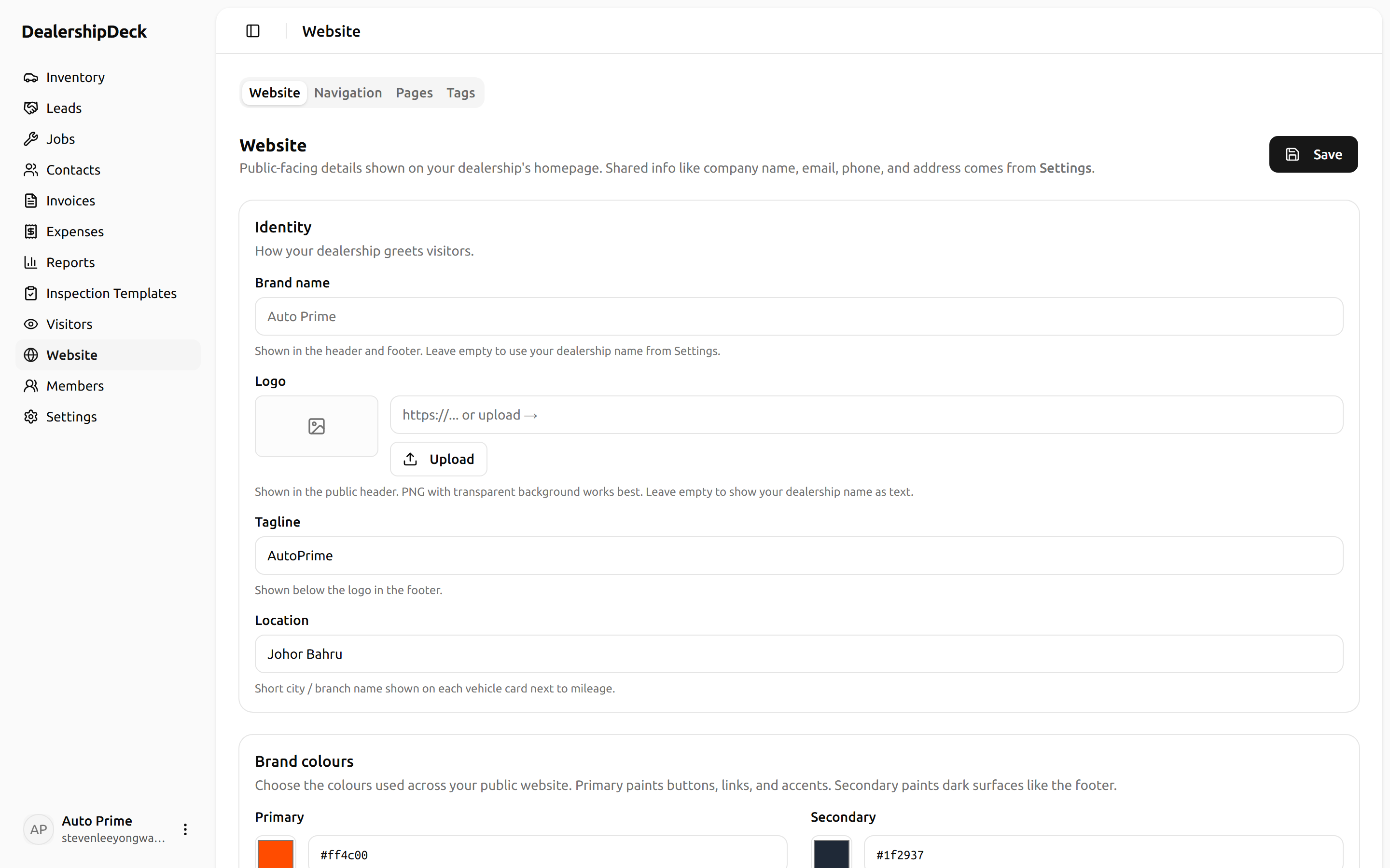The Top bar navigation card with 3 parent items listed (e.g. Buy, Sell, Contact); one expanded showing its children.